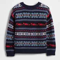 NWT Baby Gap Fair Isle Graphic Crewneck Sweater Car Holiday 100% cotton