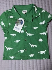 Hatley 2t Glow In The Dark Dinosaur Short Sleeve Button Down Shirt NWT
