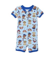 Paw Patrol Print Boys Toddler One Piece Short Sleeve Shorts Blue Pajama Size 2T