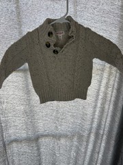 Cat & Jack Beige Cable Knit Cardigan Sweater 18M Button High Neck Long Sleeve