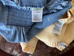 Vtg Gymboree 2003 Garden Patch embroidered overalls cardigan sweater 3-6 6-12