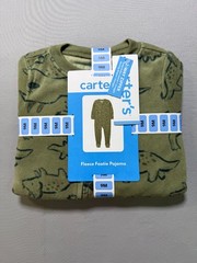 NWT Carter’s Fleece Footie Pajama Toddlers 9M Green Animal Print Casual Wear