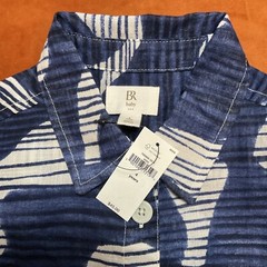 Banana Republic Baby Boys 100% Cotton Short Sleeve Blue Camp Shirt NWT