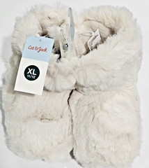 Cat & Jack Toddler Girls Cream Ivory Dallas Fur Bootie Slippers Sizes XL 11-12