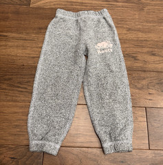 Roots Kids Gray Jogger Pants Pink Logo Elastic Waist Cotton Blend Size 3T