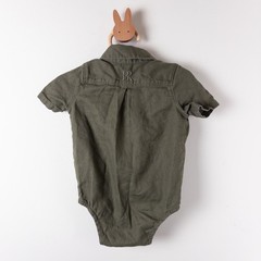 Banana Republic Romper Baby 3-6M Olive Green Utility Linen Cotton Bodysuit