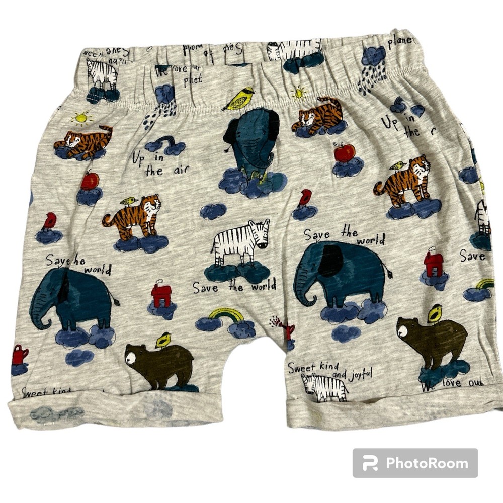 H&M Toddler Boys Safari Shorts Animal Print Elephants Tigers Zebras Cute