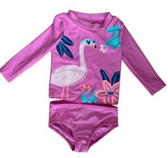 Carter’s Pink Long Sleeve Rash Guard Swim Set Flamingo UPF 50+