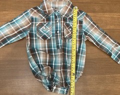 Wrangler Pearl Snap One Piece Baby Bodysuit 6-9 Mo Western Cowboy Plaid Shirt
