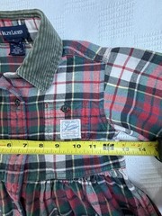 VTG Polo Ralph Lauren Corduroy Collar Plaid Shirt Dress Sz 4T Red Green Holiday