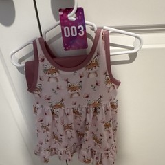 Petit Lily Girls 12-18 m Pink Fox Animal Print A-Line Ruffle Tank Knit Dress