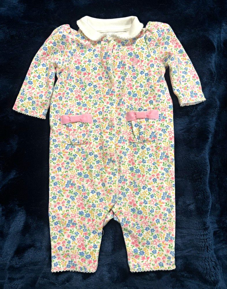 Ralph Lauren Floral Knit Cotton Coverall One-Piece NB Long Sleeve