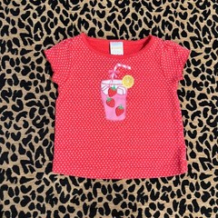 Gymboree Baby Girl Red Polka Dot Strawberry Lemonade Drink Graphic T-Shirt