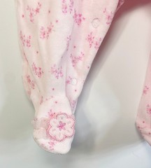 absorba Baby Footie Florial Print Pink Velour Winter Fall Spring 3 Month New