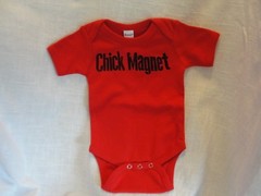 INFANTS- 0-3 MONTHS -NEWBORN – RED- ONE PIECE -CHICK MAGNET