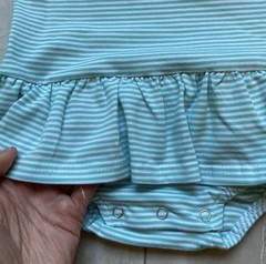 New! Jellybean By Smock Candy Skirted Aqua Striped Watermelon Romper Girls 12M