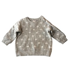 H&M Baby Sweatshirt Gray White Stars Snap-button Closure At Shoulder 4-6m