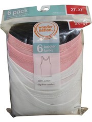 Wonder Nation Toddler Girl’s 6 Pack Tanks Size 2T/3T – 4T/5T NEW