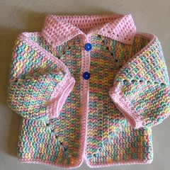 Handmade Baby Cardigan – Crocheted- Buttoned 0-6Months