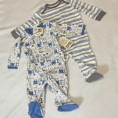 Lamaze Baby Boys Bear Print Cotton Sleep Play Zipper Snap Sleeper Set 2 PK 6M