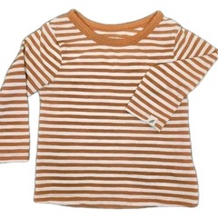 Easy Peasy Long Sleeve Striped Tee 6-12M Dark Coral White Jersey Knit Baby Basic