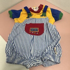 Vintage 90s Gymboree Rainbow Tag Newborn Infant Outfit Retro Colorblock Overalls