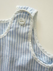 Vintage Baby Outfit Seersucker Sailboat Applique Top + Bloomers : Blue