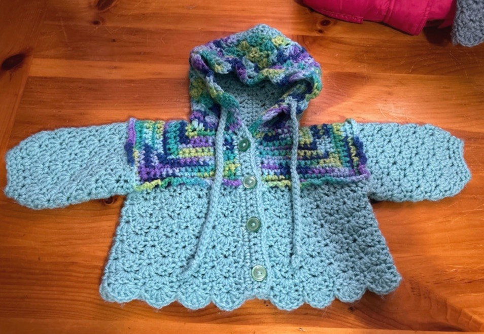 Crochet hooded Cardigan, Handmade, Baby Clothes, unisex Girl boy Crochet Baby