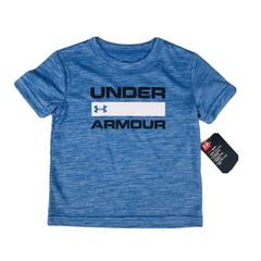 Under Armour Toddler Blue Short Sleeve UA Print Logo Athletic Shirt Top Sz 2T