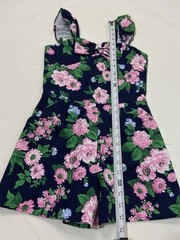 Janie And Jack Merchant Marine Floral Pique Romper 11-12 Anos Navy Blue Pink
