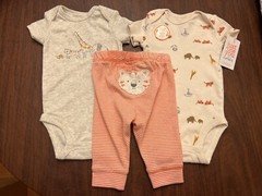 NEW- Carters Just One You Animals Baby Size 3 Months Bodysuit And Pants Set of 3