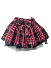 Talbots Kids Silk Tartan Plaid Taffeta Skirt Girls Sz 3 Red Black Holiday Party