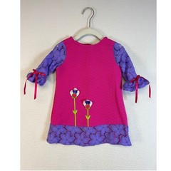 Whimsical Counting Daisies Kids 24M Pink Purple Lace Trim Floral Applique Dress