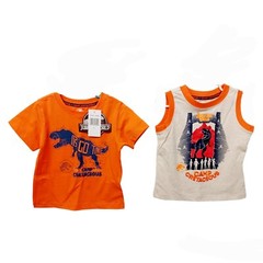 2x Jurassic World T-Shirts 3T Boys T-Shirt Tank Top Orange
