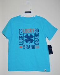 NWT Lucky Brand Toddler Boys Aqua Blue & White Logo SS T-Shirt Short Set sz 4T