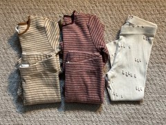 H&M Conscious Organic Cotton Ribbed Outfit Sets 6–12M Neutral Striped Tops Pants
