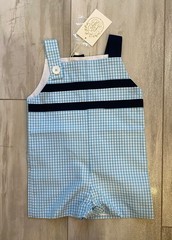 New! The Beaufort Bonnet Company Blue Gingham Teddy’s Jon Jon Boys 6-12M