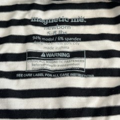 Magnetic Me Sz Newborn 5-8 Lbs Stripes Black White Long Sleeve One-Piece