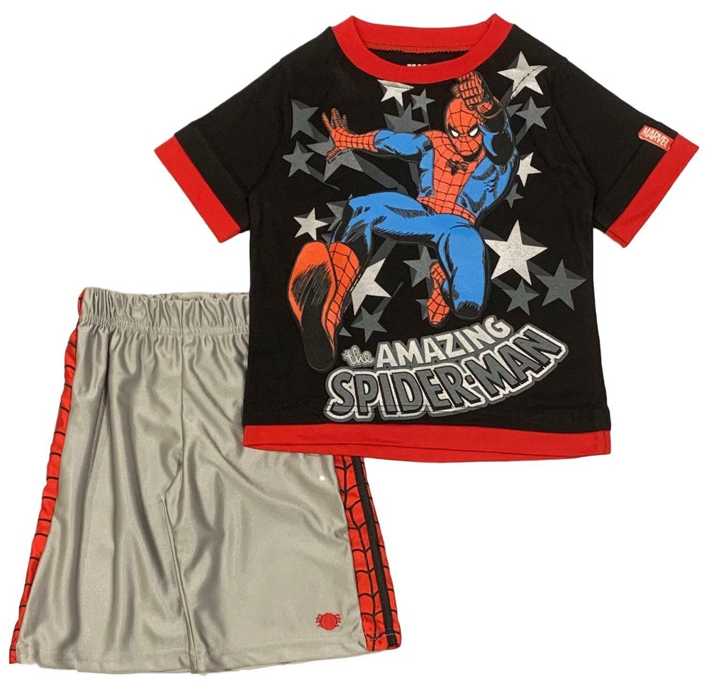 Marvel☆ Toddler Boys’ Spiderman T-Shirt & Dazzle Shorts Set ☆Avengers☆Spider-man