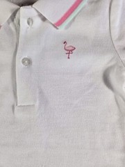 NWT Janie & Jack Girls Flamingo White Pique Polo Bodysuit Size 6-12 Months
