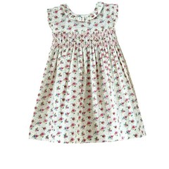Laurenza’s Baby Girls Misty Grey Sleeveless Floral Smocked Dress