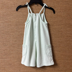 Zara Romper Girls 4-5 Years Light Green Ribbed Sleeveless Pockets One Piece