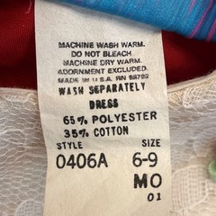 RARE Martha’s Miniatures We’re Fuzzy Vtg Baby Dress Red White Lace 6-9 Months
