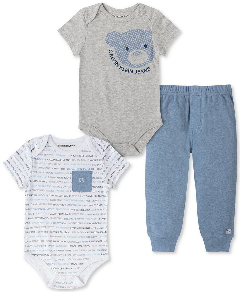 New Calvin Klein Baby Boys 3-Pc. Bodysuits & Pants Set Choose Size MSRP $45