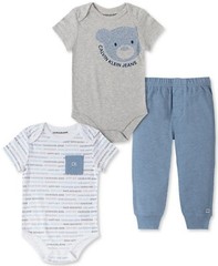 New Calvin Klein Baby Boys 3-Pc. Bodysuits & Pants Set Choose Size MSRP $45