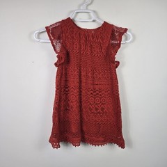New Next Girls 2-3Y Rust Red Crochet Lace Ruffle Sleeve Party Dress Holidays