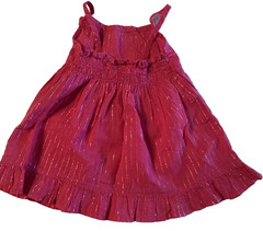 3T toddler girls KIDGETS Pink Silver Glitter Stripe Smocked Ruffled Tank Top