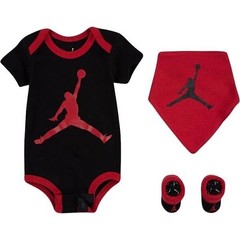 Nike Baby 3 Pc Black Red Short Sleeve Jumpman Jordan Logo Bodysuit Set Sz 0-6 MO