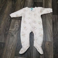 Vintage Winnie the Pooh Jumpsuit Size 6-9 Months Beige Snap Closure