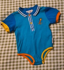Gymboree Infant Blue Colorblock Cotton Knit Bodysuit Collared Snap Embroidered